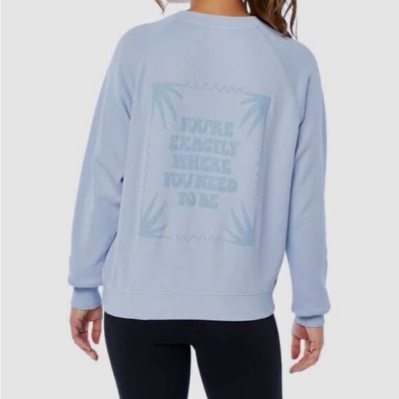 Spiritual Gangster Tops - Spiritual Gangster Women's Blue Eternal Optimist Pullover Sweater Size Large